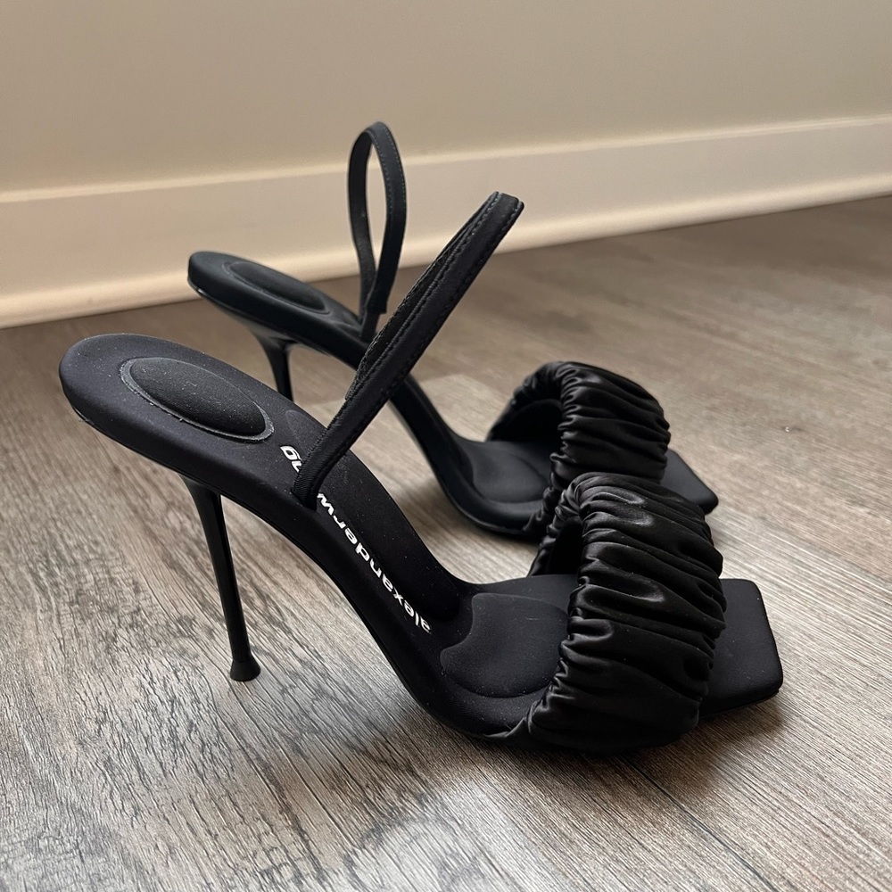 Alexander Wang size 7.5 black satin heels - Picture 4 of 6